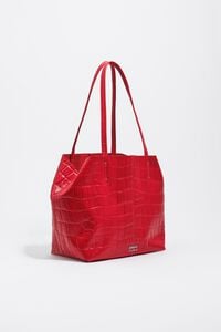 Bolsa shopper mediano piel grabado cocodrilo roja