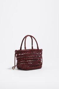 Bolsa mini trenzada piel cereza oscuro