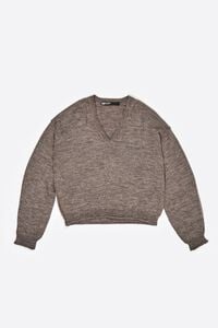 Jersey lana escote pico taupé