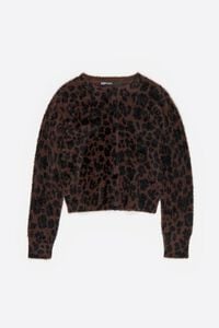 C&aacute;rdigan ajustado pelo Leopard Big caf&eacute; oscuro