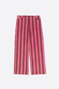 Low-rise 5-pocket pink-striped denim trousers