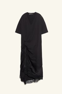 Vestido camiseta bimateria nudo negro