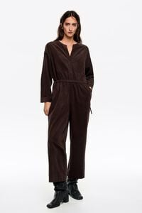 Dark brown adjustable waist jumpsuit