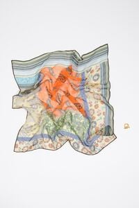 Orange patchwork paisley and flowers silk scarf charm