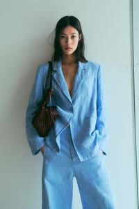 Light blue striped washed tailored jacket