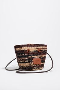 Bolsa capazo peque&ntilde;a rafia caf&eacute; oscuro