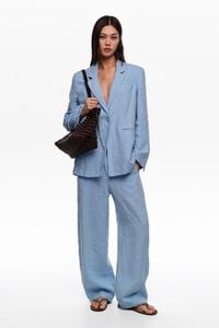 Light blue striped washed tailored jacket