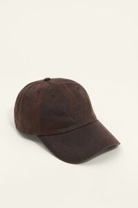Brown coated fabric cap