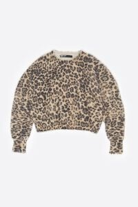 Su&eacute;ter globo pelo Leopard beige