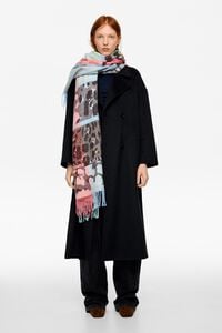 Coral patchwork animal print acrylic jacquard shawl