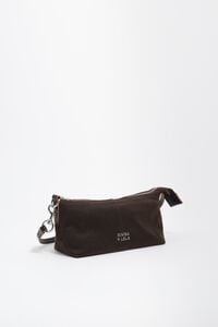 Small dark brown coated crossbody bag
