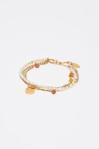 Triple crystals pearls and stones heart logo bracelet