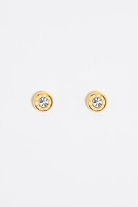 Gold logo and crystal earrings