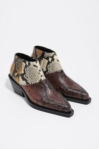 Patchwork snake leather cowboy shoe boot