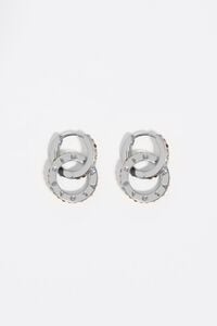 Aretes doble aro logo plateado