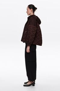 Short chocolate padded A-line trench