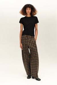 BARREL - Pantal&oacute;n denim cintura ajustable cuadros chocolate