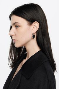 Silver padlock heart earrings