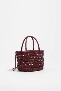 Bolsa mini trenzada piel cereza oscuro