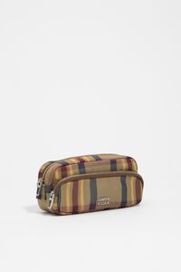 Coated chocolate green tartan pocket case
