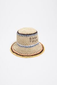 Gorro rafia papel natural franjas multicolor