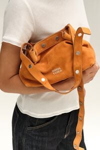 Medium amber suede snaps bag