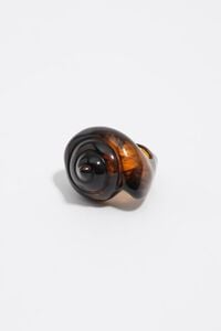 Amber resin seashell ring