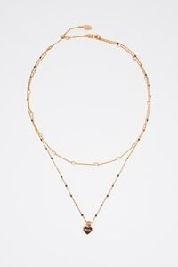 Collar doble cadena coraz&oacute;n logo caf&eacute;