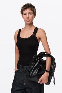 Paper Medium Black Leather Bag