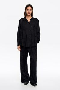 Black embroidered jogger trousers