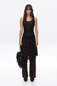 Dark brown checked skort with lace details