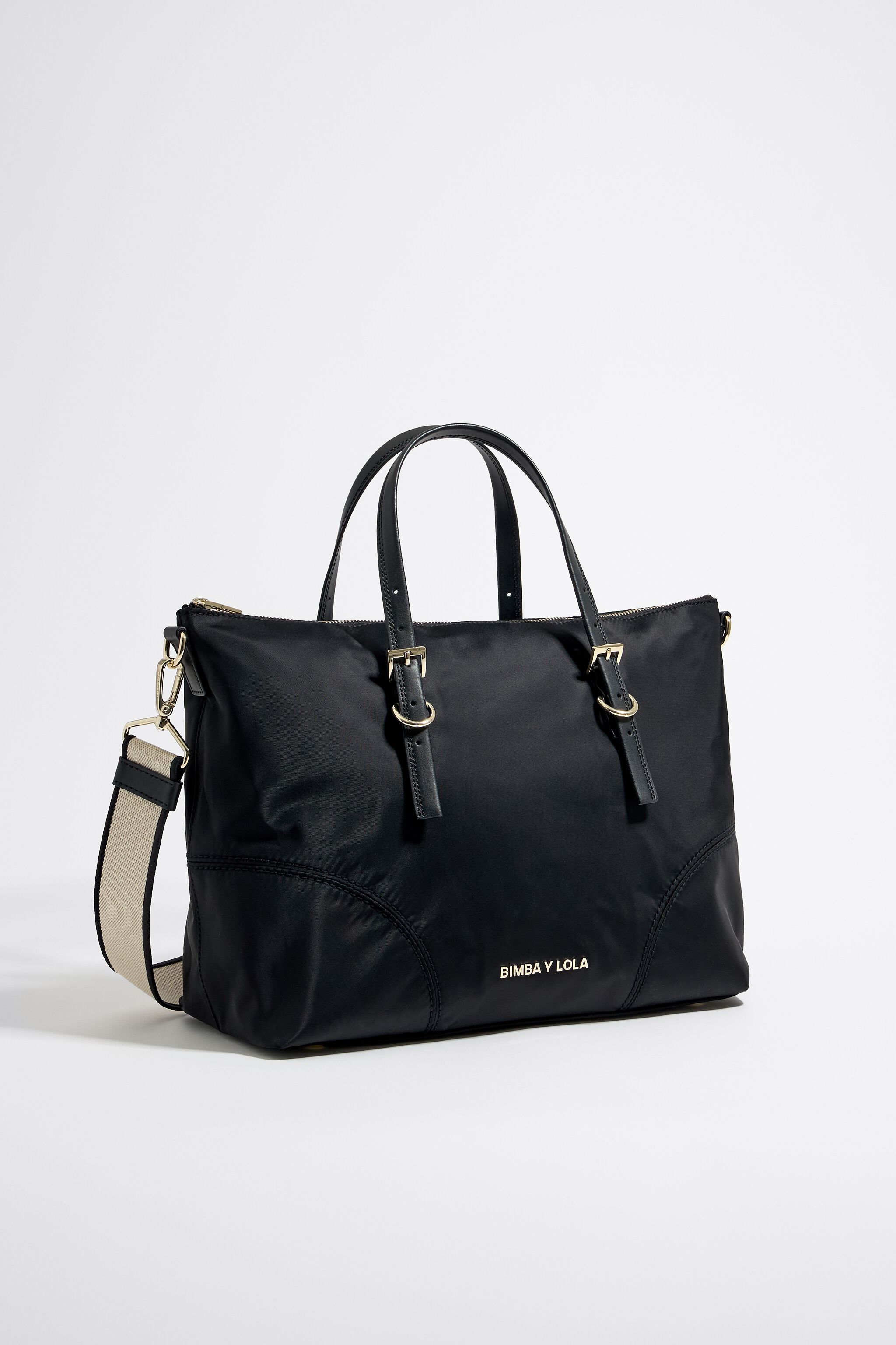 Black nylon tote bag sales
