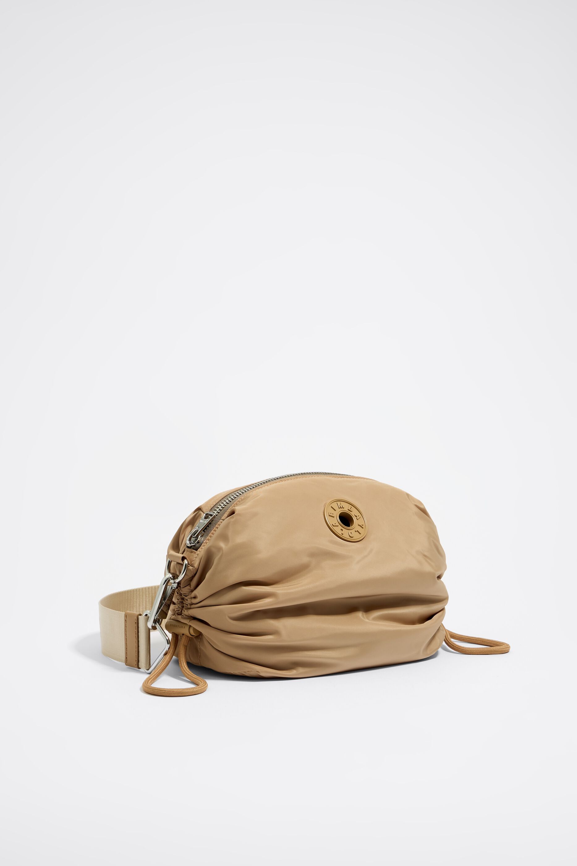 M camel nylon gathered crossbody bag