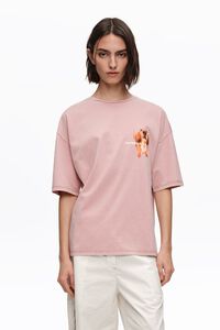 Camiseta logo teckel rosa empolvado