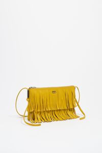 Bolsa sobre peque&ntilde;a piel flecos lim&oacute;n
