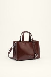 Medium dark tan leather Chihuahua tote bag