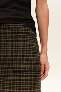 Falda midi doble faz lavada cuadros caqui