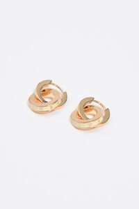 Medium ivory double hoop logo earrings