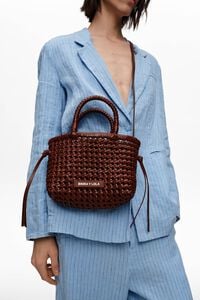 Bolsa mini trenzada piel nuez