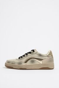 Golden leather cupsole sneaker