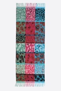Fuchsia patchwork animal print acrylic jacquard shawl