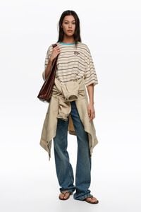 Brown striped cotton boxy T-shirt