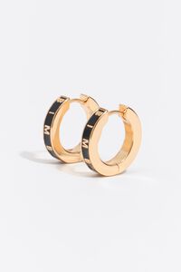 Medium black logo hoop earrings