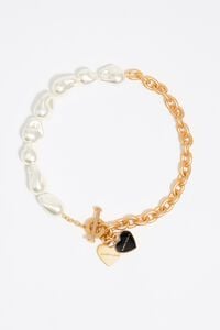 Gold-tone chain and pearl heart logo necklace Gold-tone chain and pearl heart logo necklace