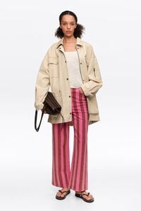 Pantal&oacute;n sin cintura 5 bolsillos denim rayas rosas
