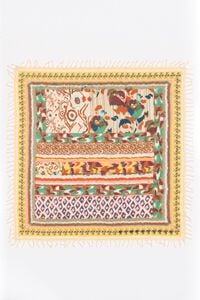 Mascada patchwork flores ikat amarillo
