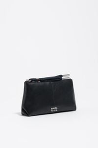 Large black leather purse