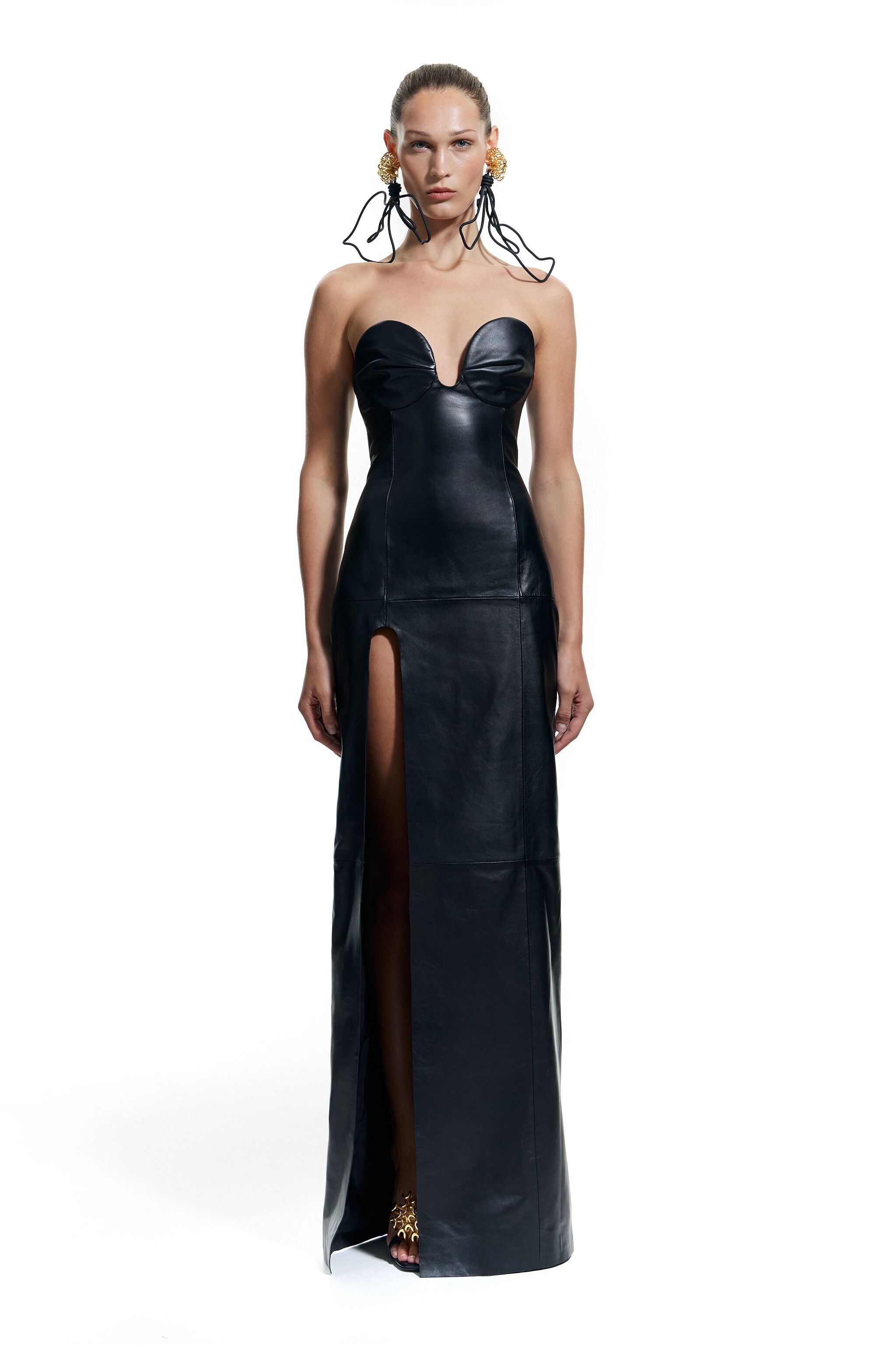 BIMBA Y LOLA Vestido escote corazon piel negro