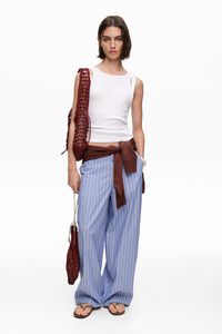 Pantalon jogger algod&oacute;n rayas azules