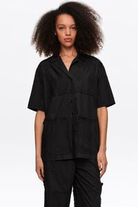 Camisa patchwork de pa&ntilde;uelos bordados negro